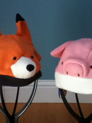 fox & pig kids fleece hat